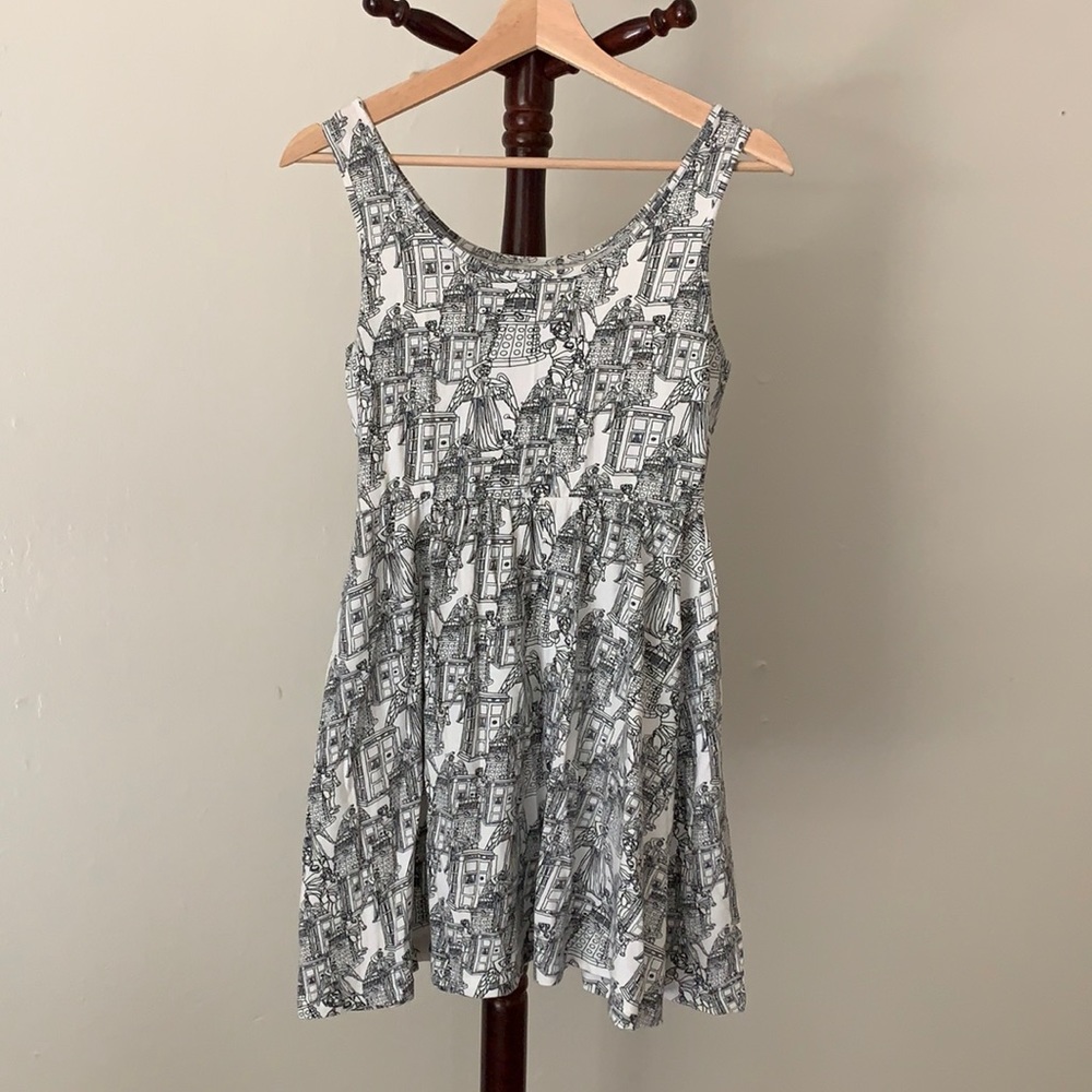 Cotton, a-line Doctor Who print dress